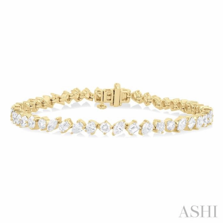 5 3/4 Ctw Mixed Shape Cut Diamond Fashion Bracelet in 14K Yellow Gold Faithful Accent Advantageous Situation