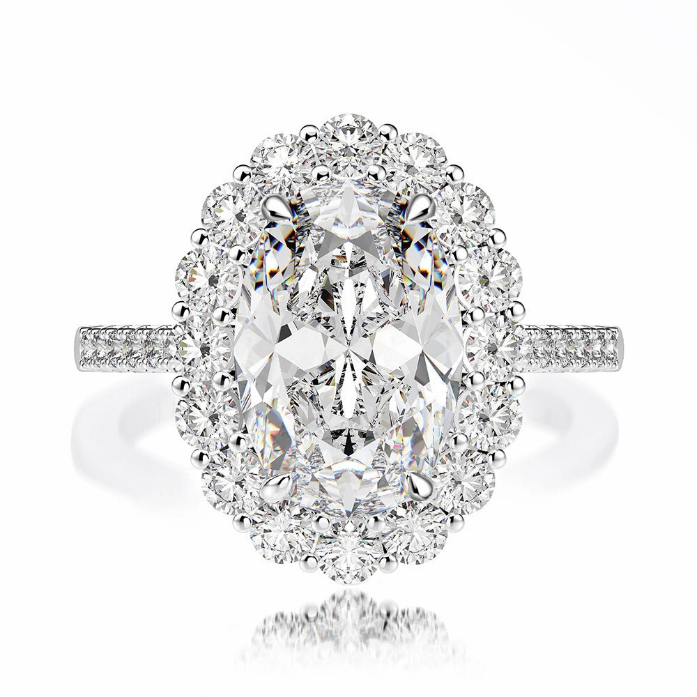 5.6 Carat Oval Lab Simulated Diamond Ring in 925 Sterling Silver Ornate Art Comfortable Adornment