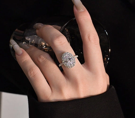 5.6 Carat Oval Lab Simulated Diamond Ring in 925 Sterling Silver Secure Adornment Easy Look