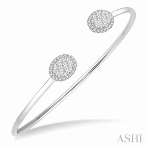 5/8 ctw Oval Shape Lovebright Open Cuff Diamond Bangle in 14K White Gold Festive Vibes