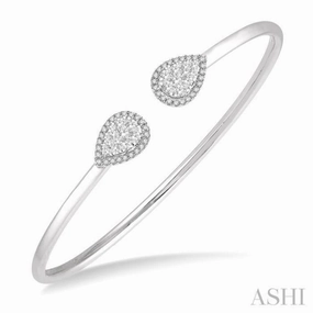 5/8 ctw Pear Shape Lovebright Open Cuff Diamond Bangle in 14K White Gold Unpretentious Glam Stylish accessories