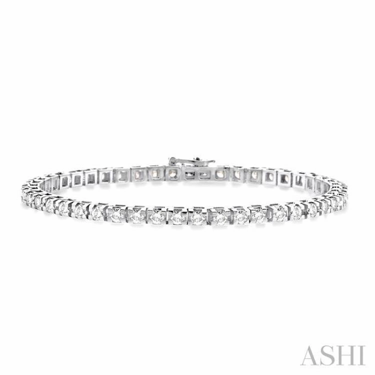 5 Ctw Square Shape Round Cut Diamond Tennis Bracelet in 14K White Gold Forever Style