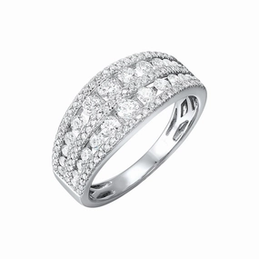 5-Row Diamond Ring 1 Cttw 14k White Gold Artistic Trinket