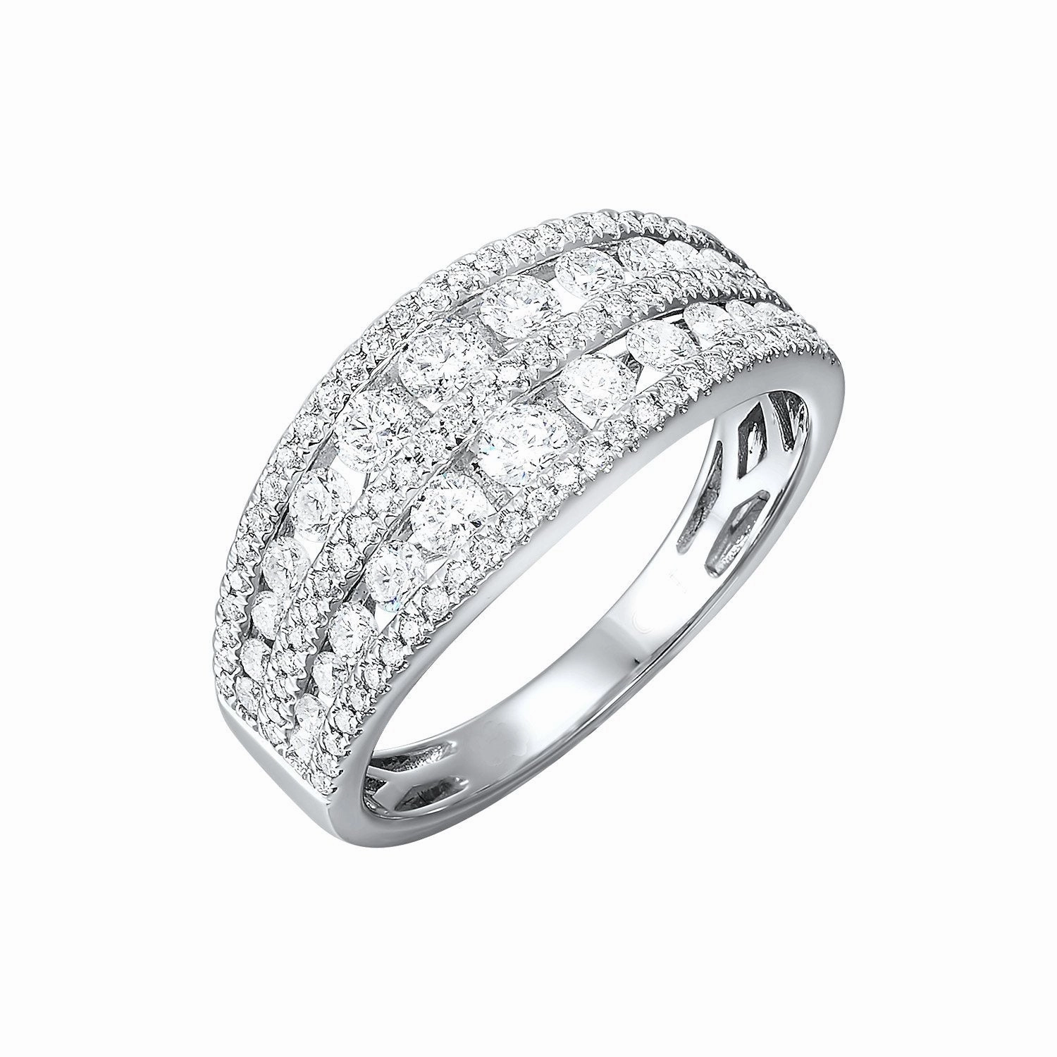 Minimal accessory 5-Row Diamond Ring 1 Cttw 14k White Gold