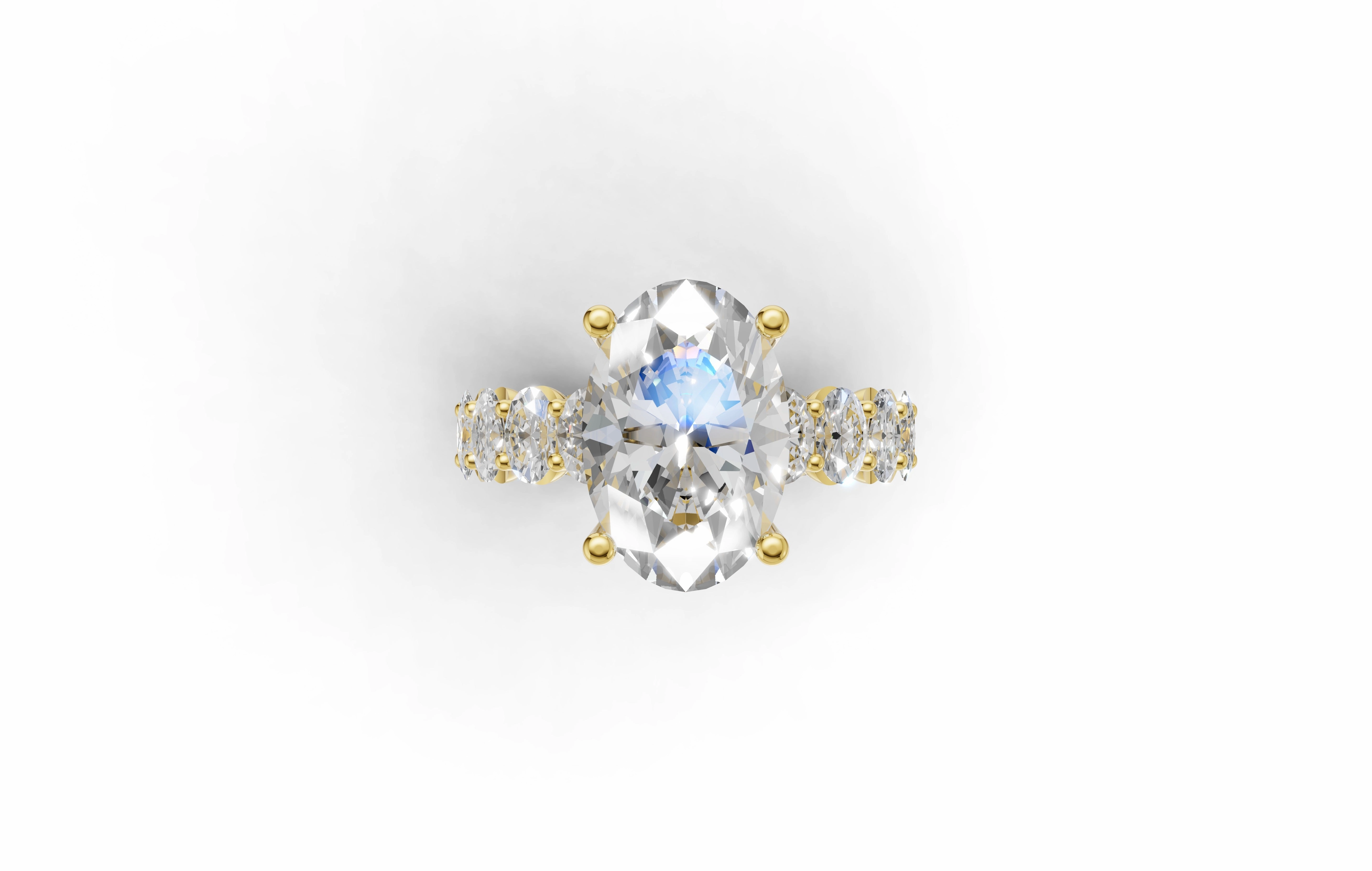 5CTW Oval Lab Grown Diamond Eternity Engagement Ring High-End Item