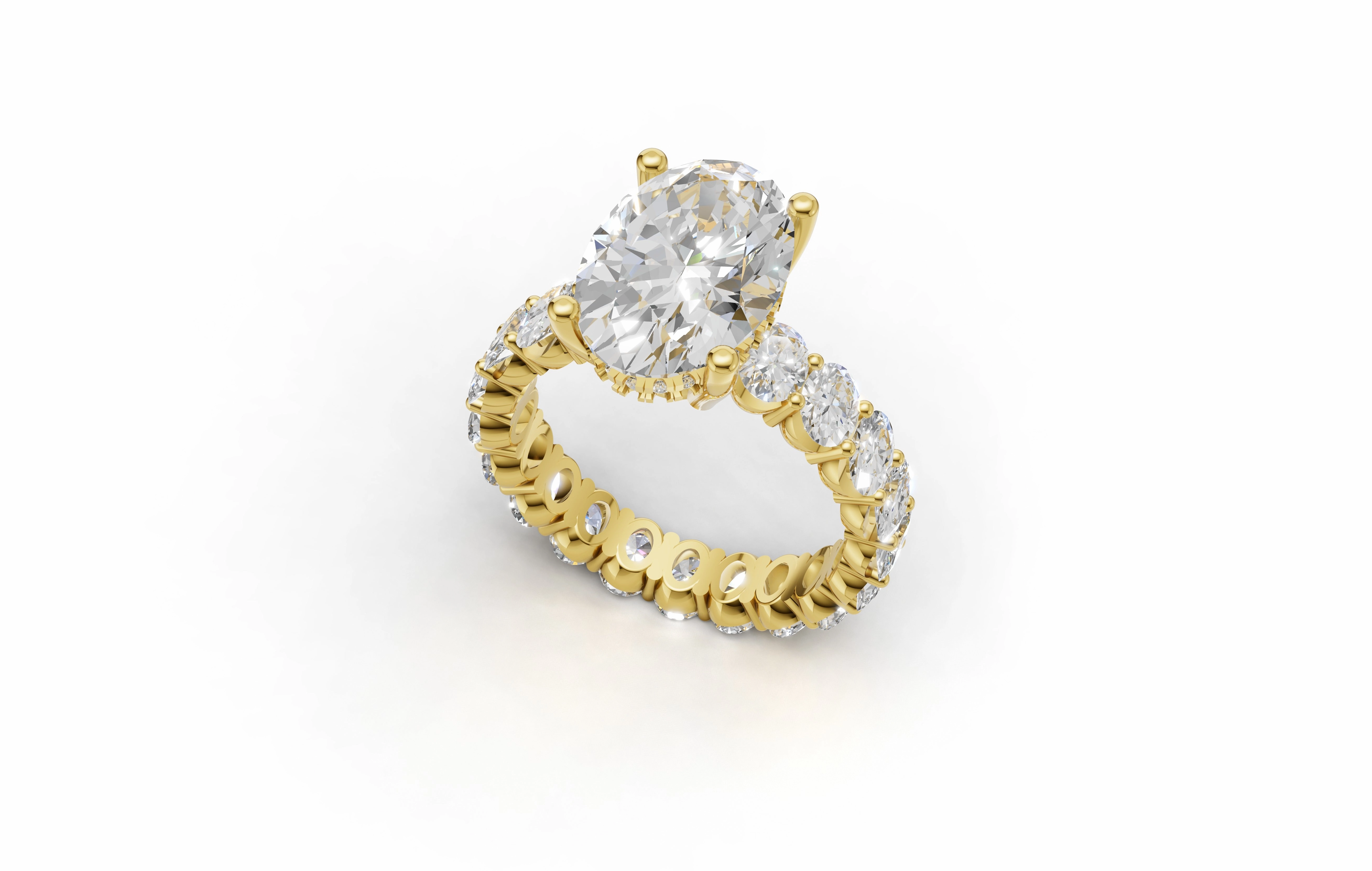 Couple Matching Daytime Style 5CTW Oval Lab Grown Diamond Eternity Engagement Ring