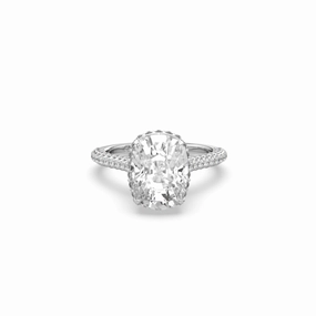 5CTW Pave Elongated Cushion Cut Lab Diamond Engagement Ring City Style
