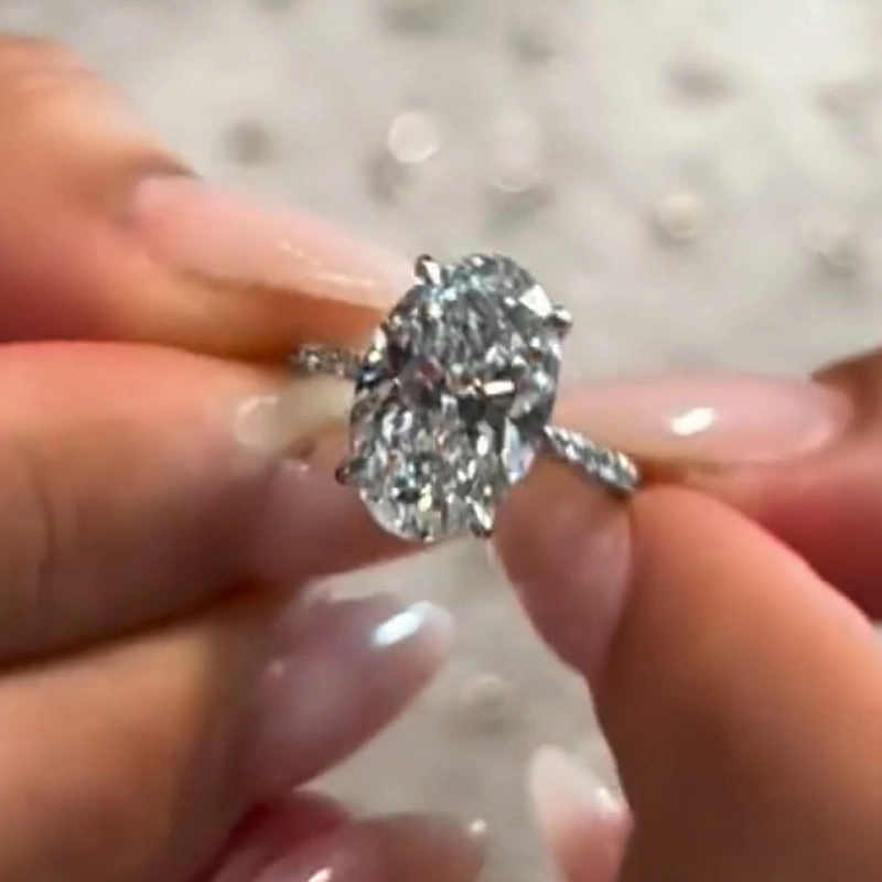 Weekend Sparkle 6.0Ct Oval Cut Hidden Halo Engagement Ring In Sterling Silver