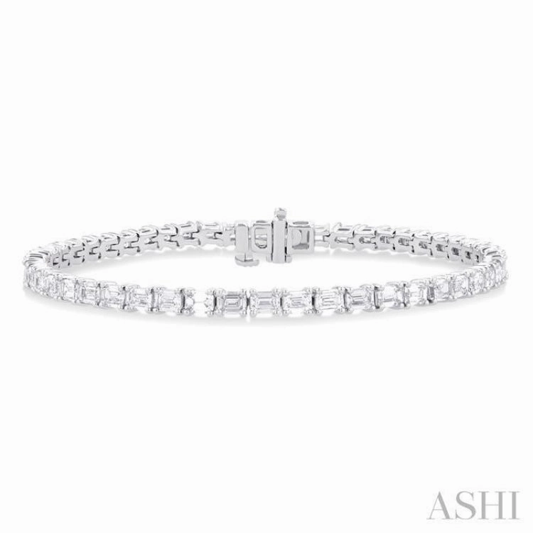 Planetary Acknowledgment Smart Features 6 ctw East West Emerald Cut Diamond Fashion Tennis Bracelet in 14K White Gold