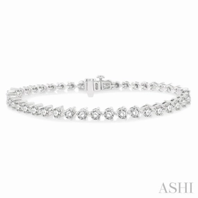 Universal Amalgamations 6 Ctw Round Cut Diamond 3-Prong Tennis Bracelet in 14K White Gold