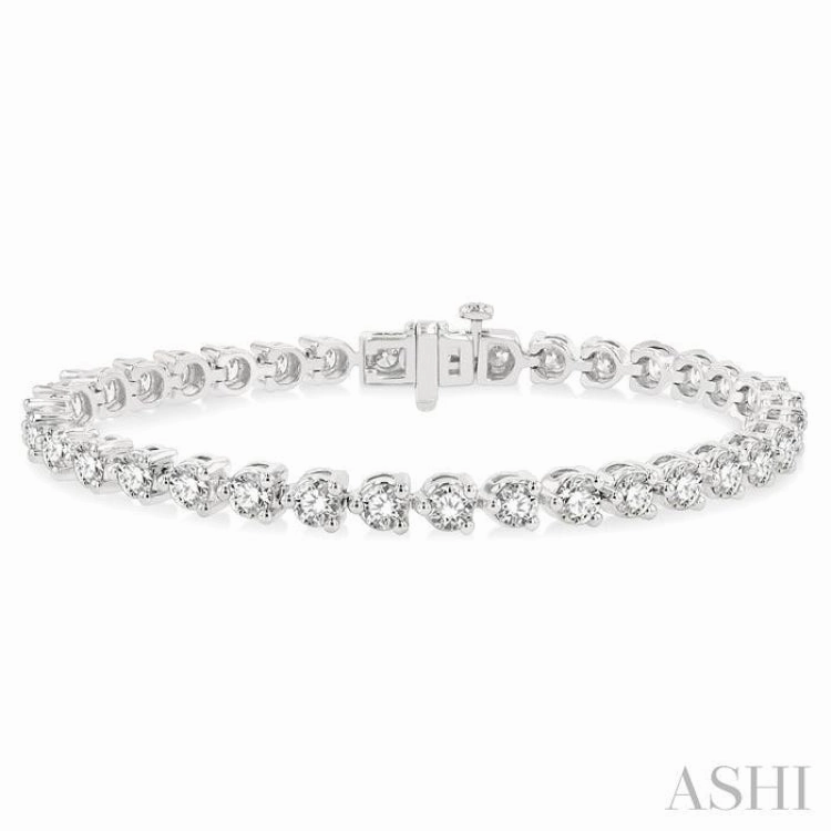 7 Ctw Tri-Prong Round Cut Diamond Tennis Bracelet in 14K White Gold Artistic expression Serendipitous Blends