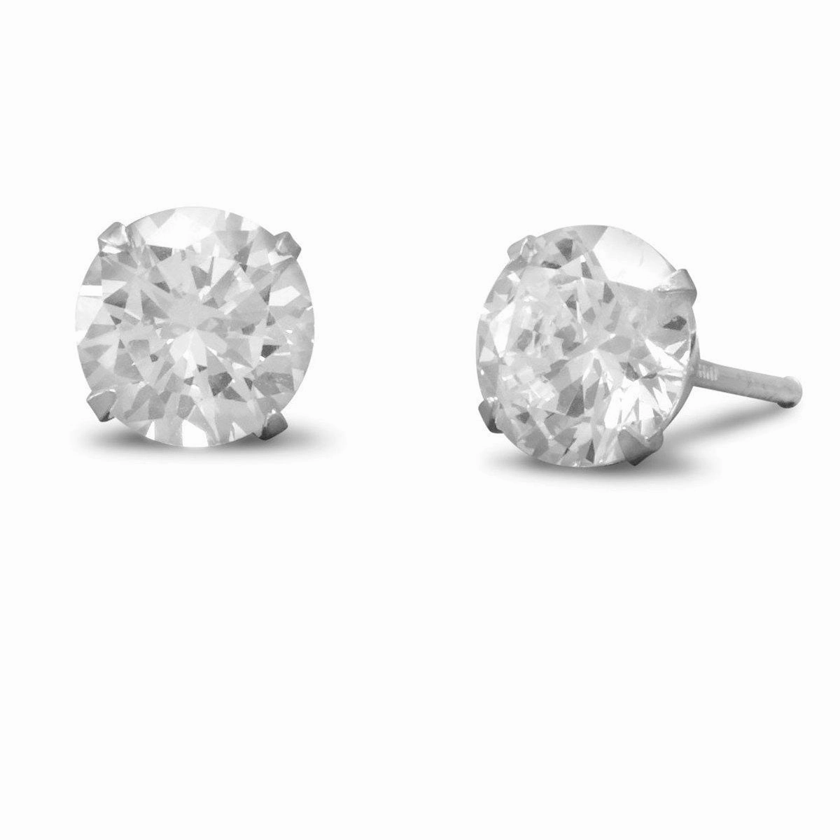 7mm Cubic Zirconia Sterling Silver Stud Earrings Cozy Style