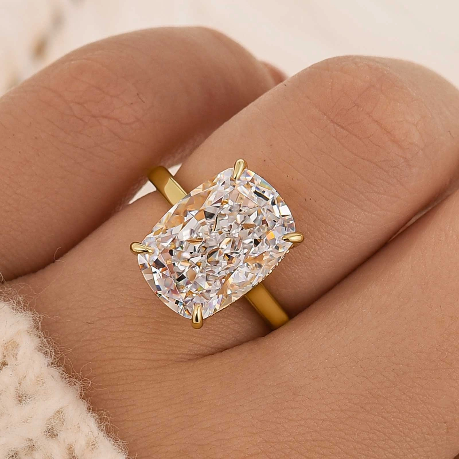 Elegant feature 8.5Ct Cushion Cut Hidden Halo Engagement Ring Travel Ring