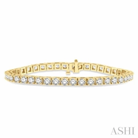 Beneficial Mixes Bohemian Rhapsody 8 Ctw Square Shape Round Cut Diamond Tennis Bracelet in 14K Yellow Gold