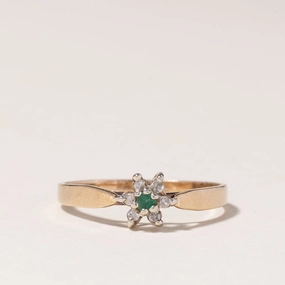 Charming Jewelry Pieces 8k Yellow Gold Emerald & Diamond Ring | 0.03ct, 0.03ctw | SZ5.75 |