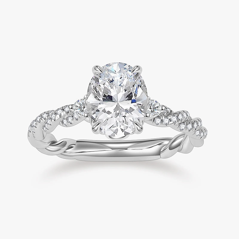Silver Edge Refined Line 925 Oval Cut Engagement Rings For Women