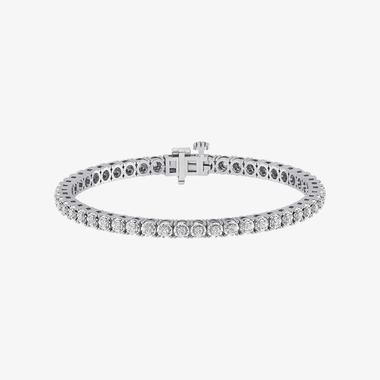 Contemporary Highlight Delicate Piece 925 Silver Circle Link Tennis Bracelet
