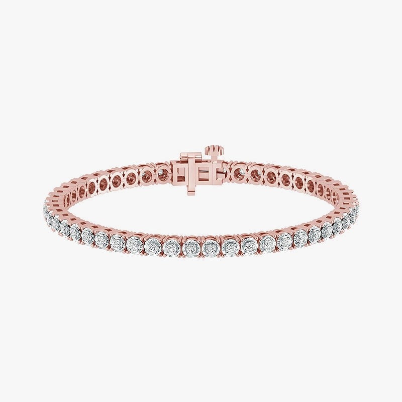 925 Silver Circle Link Tennis Bracelet Minimalist Look Creative Accent