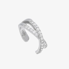 925 Sterling Silver Crossed Micro-glitter Ear Clips Glow Detail