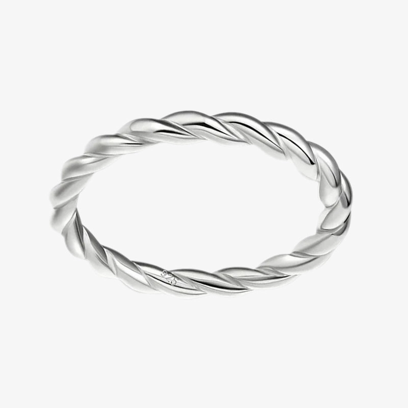 925 Sterling Silver Cute Twist Ring Lustrous Accent