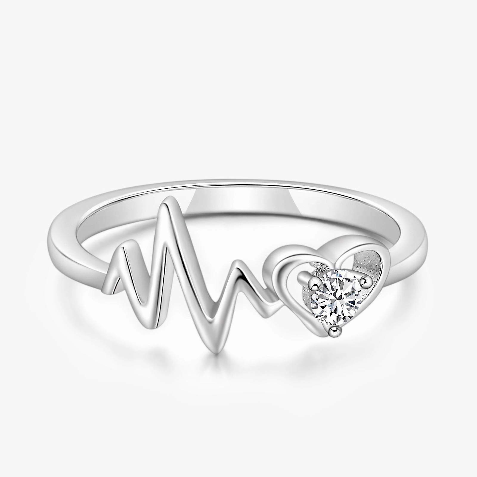 925 Sterling Silver Heartbeat Ring Smooth Glow