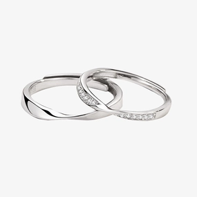 Natural Flow Detail Pop 925 Sterling Silver Infinite Couple Rings