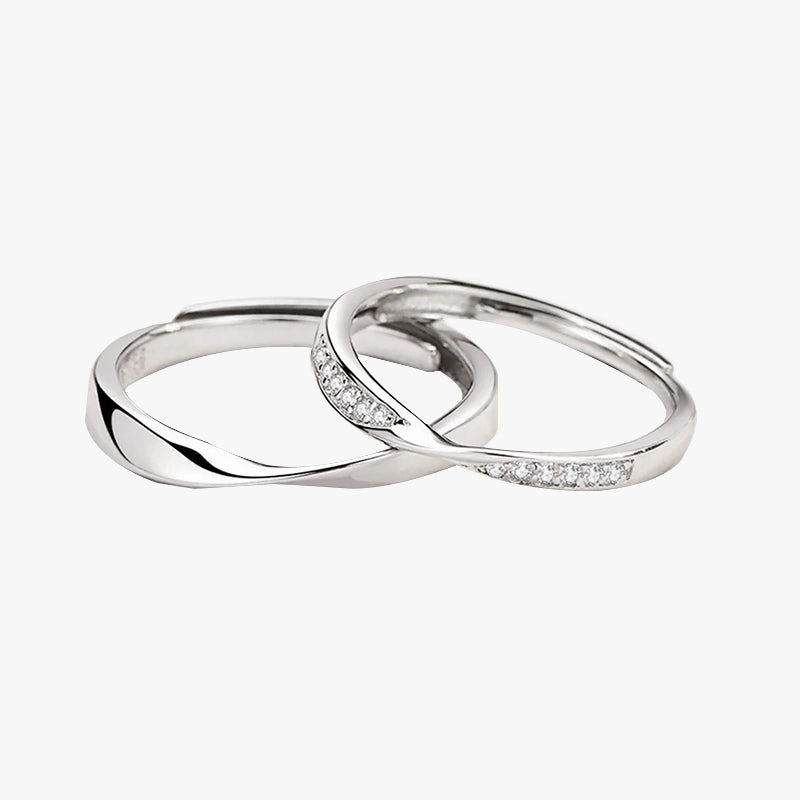 Natural Flow Detail Pop 925 Sterling Silver Infinite Couple Rings