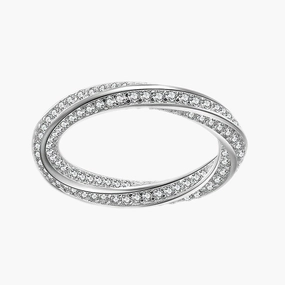 Refined Vibe Glistening Shine 925 Sterling Silver Twisted Gems Ring