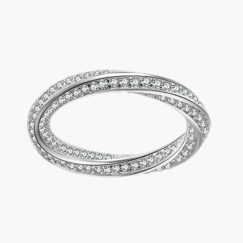 Chic Flow 925 Sterling Silver Twisted Gems Ring