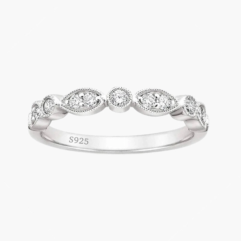 Gloss Layer Sophisticated Design Finish 925 Sterling Silver Wedding Band Eternity Stackable Ring