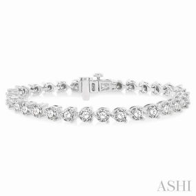 Respectable Pick 9 Ctw 3 Prong Round Cut Diamond Tennis Bracelet in 14K White Gold