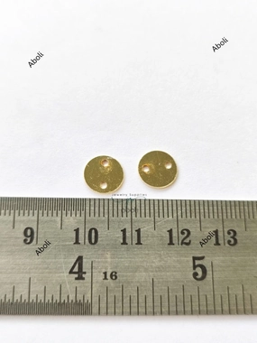 9 mm Golden disc connector with 2 holes Flat Metal connector Jewellery Component Glossy finish MACU22 Radiant Finish Pieces Artisan Style