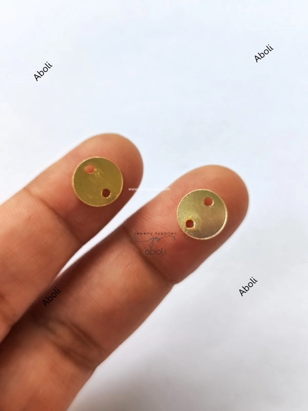 9 mm Golden disc connector with 2 holes Flat Metal connector Jewellery Component Glossy finish MACU22 Unique Accent High-End Quality