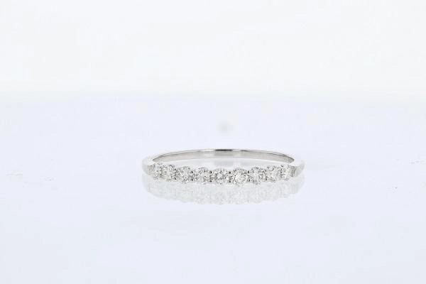 9-Stone Round Diamond Band 1/3 Cttw 14K White Gold Luxury Trinket Daily Fashion