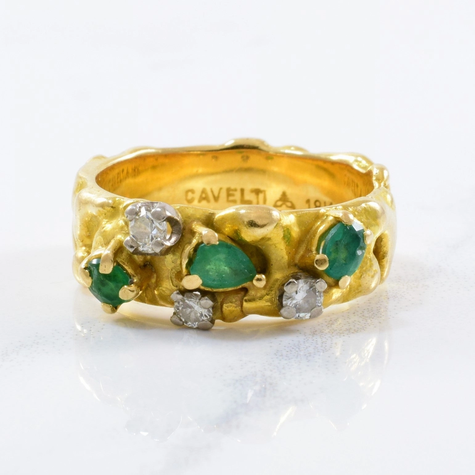 'Cavelti' Emerald & Diamond Band | 0.15ctw, 0.25ctw | SZ 5.25 | Fashion Pairing