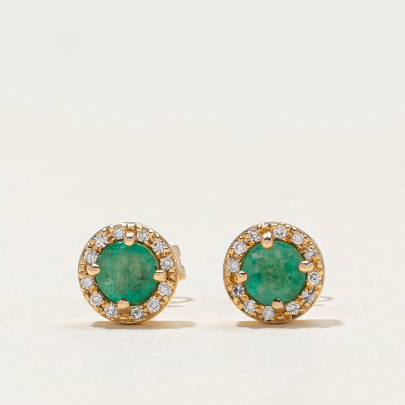 Iconic Style Evening Set 'Effy' 14k Diamond & Emerald Stud Earrings | 0.36ctw, 0.05ctw