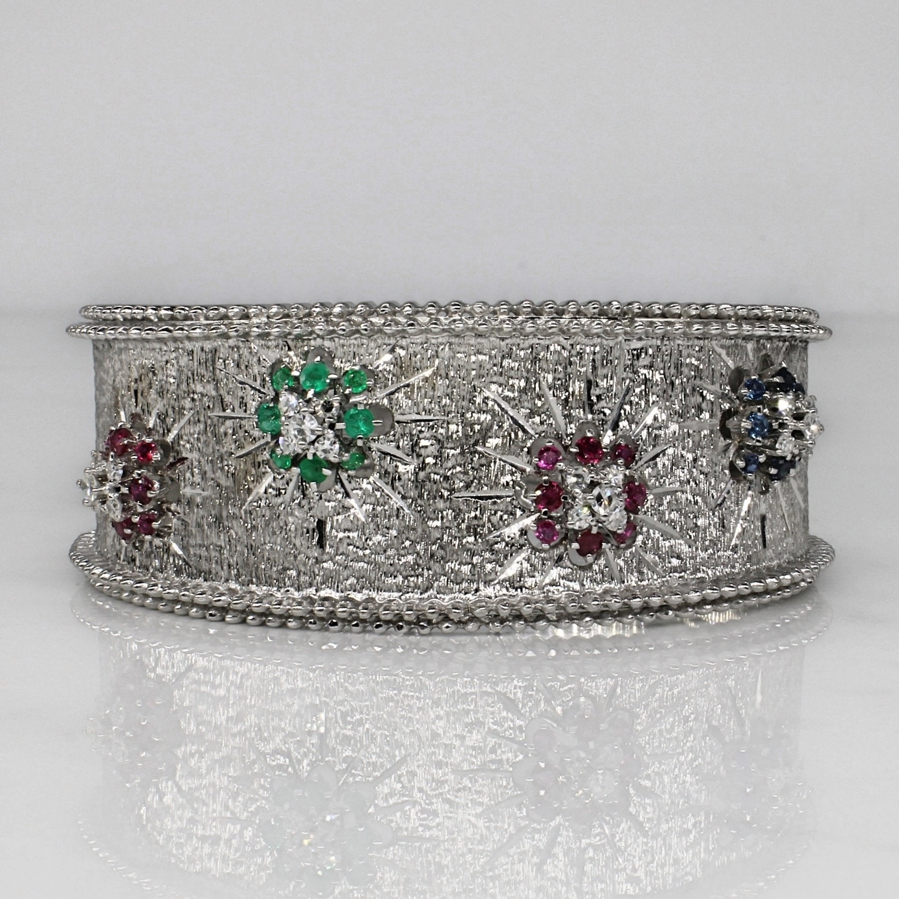 'Mario Buccellati' Multi Gem Cuff | 2.79ctw | 8" | Exquisite finish