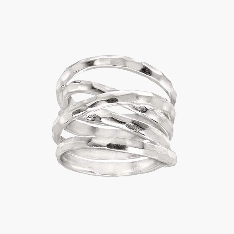 'Wrapped Up' Woven Overlapping Textured Band Ring Everyday Glow Distinct Feature