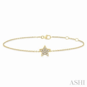 Magical Perspective 1/10 Ctw Petite Star Round Cut Diamond Fashion Bracelet in 10K Yellow Gold