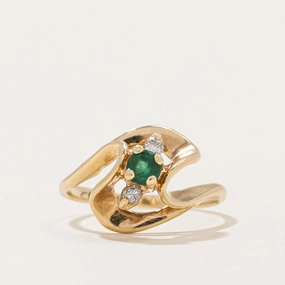 Chic Choice Emerald & Diamond Cocktail Ring | 0.15ct, 0.06ctw | SZ 5.25 |