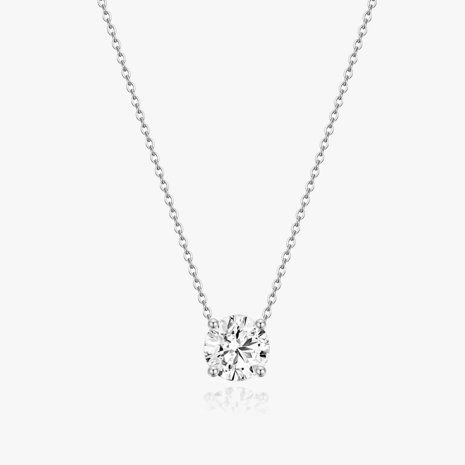 1CT 925 Sterling Silver Cubic Zirconia Necklace Classic Pieces