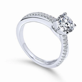 Classic Crossover Diamond Ring .18 Cttw 14K White Gold  393A Bold Symbol Traditional Token