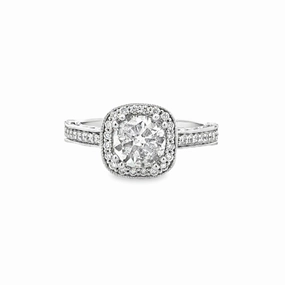 Chic Embellishment Formal Fashion CUSHION SHAPE DIAMOND BEZEL WITH ROUND CENTER STONE 1.30CT TW