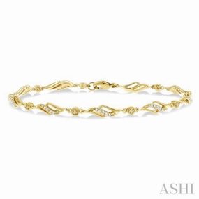 1/4 Ctw Art Deco Lattice Kite Round Cut Diamond Fashion Tennis Bracelet in 10K Yellow Gold Borderless Fusions