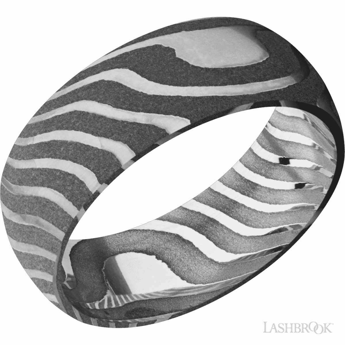 Acid Finish Damascus Steel Tiger Stripe Pattern Ring 8mm Holiday Choice