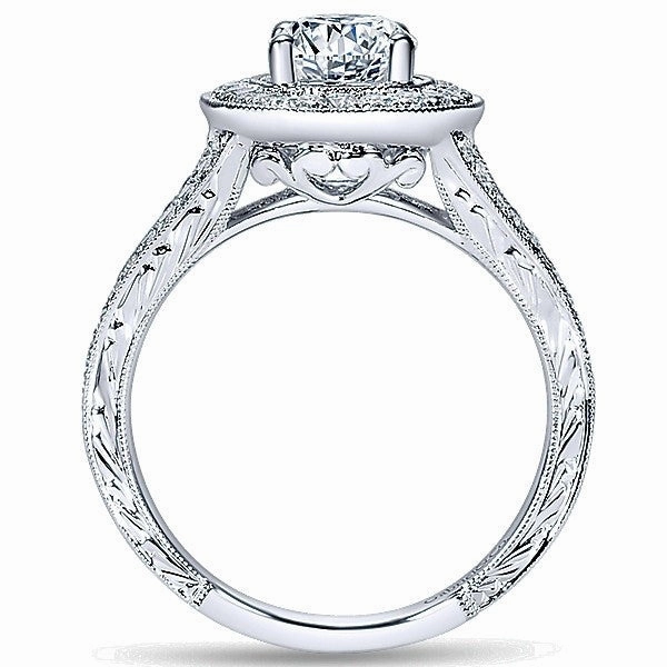 Oval Split Shank Diamond Ring .54Cttw 14K White Gold  217A Fine Design