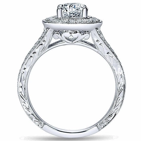 Oval Split Shank Diamond Ring .54Cttw 14K White Gold  217A Expert Artistry Elite Choice