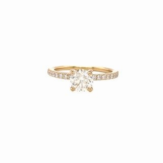 Strong Art Fresh Form 14 Karat Yellow Gold Hidden Halo Engagement Ring (1.11cttw)