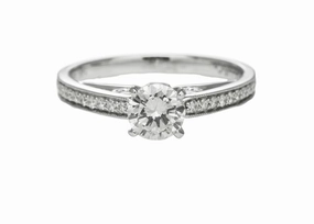 14 Karat White Gold Solitaire Engagement Ring (.76cttw) Perfect Match