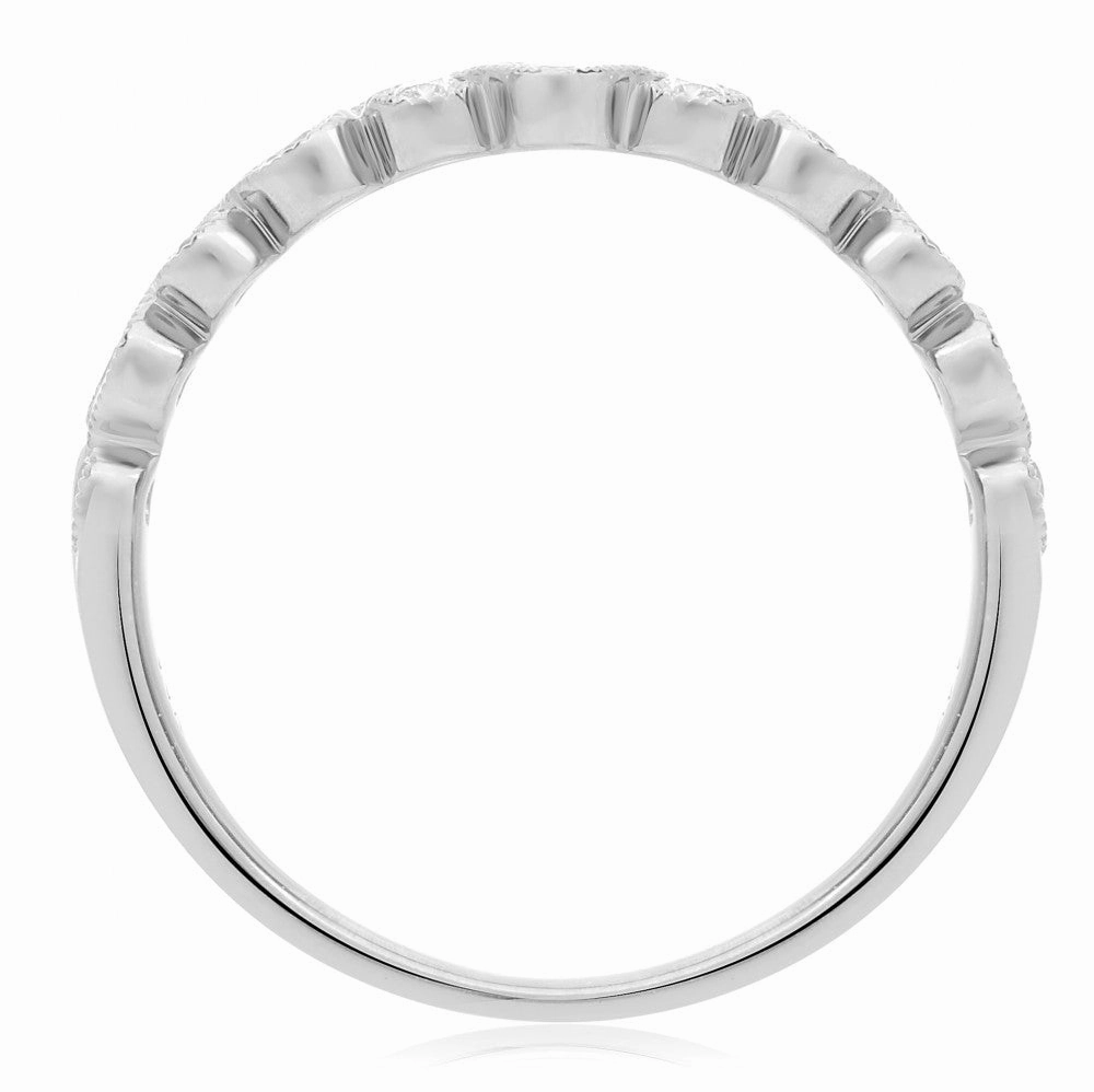 Premium Piece Economical Craft White Gold Milgrain & Diamond Band